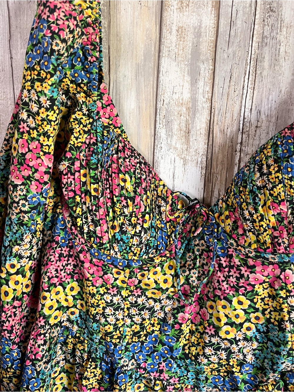 For Love & Lemons Ruth Floral Mini Dress 2X Puff Sleeve Open Back - Picture 5 of 9